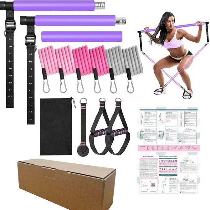 Pilates Bar Resistance Band Set – Full Body Home Gym