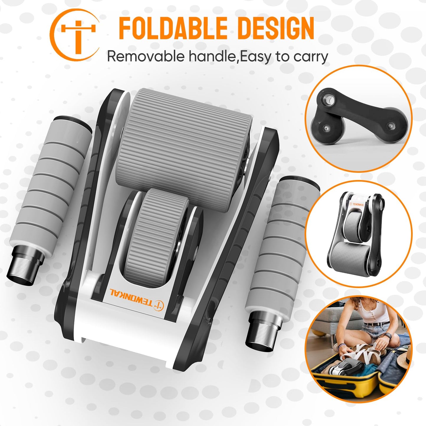 Foldable Dual Wheel Abdominal Exercise Roller