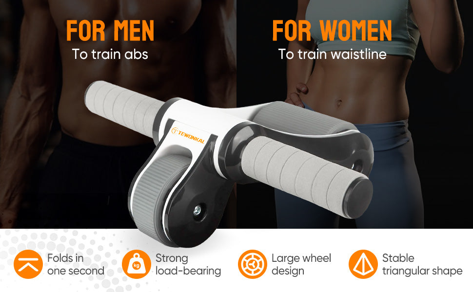 Foldable Dual Wheel Abdominal Exercise Roller