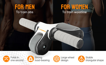 Foldable Dual Wheel Abdominal Exercise Roller