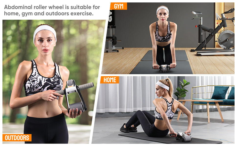Foldable Dual Wheel Abdominal Exercise Roller