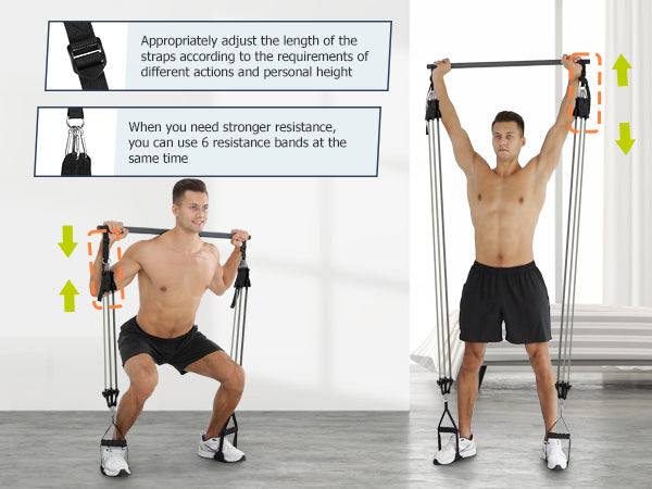 Pilates Bar Resistance Band Set – Full Body Home Gym