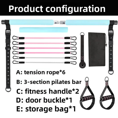 Pilates Bar Resistance Band Set – Full Body Home Gym
